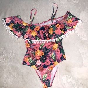 Shein Tropical Print Boho One Piece Swimsuit Sz Medium